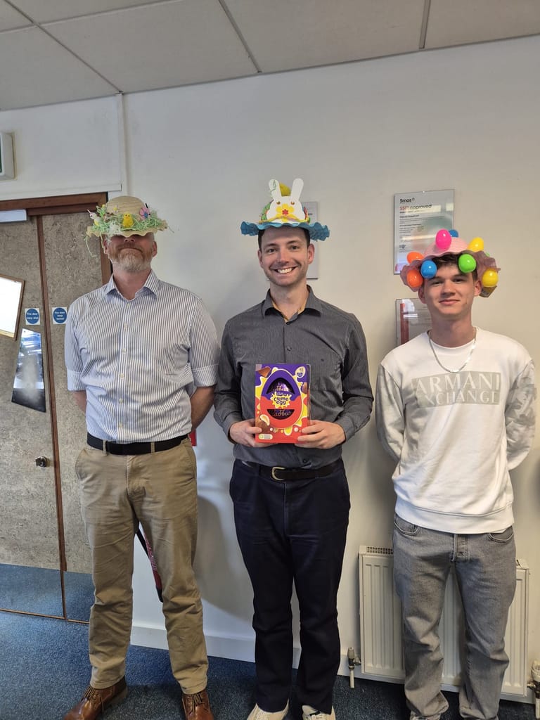The three winners wearing their Easter bonnets