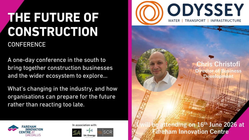 Odyssey graphic for the Future of Construction conference in Fareham